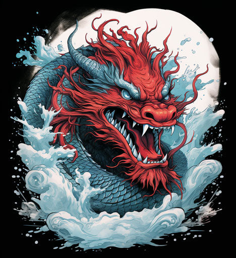 Red and Black Chinese Dragon Tattoo Design