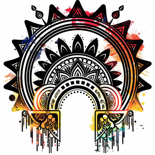 Tribal-inspired rainbow tattoo sketch