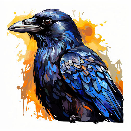 Raven clipart in the style of Oil painting