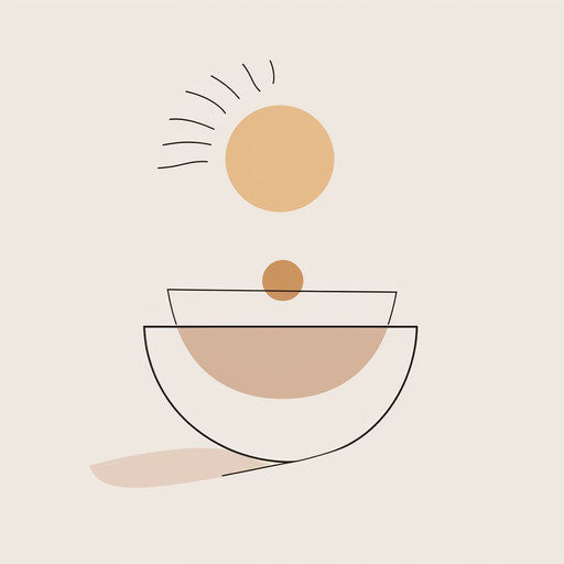 Minimalist logo with single line drawing and muted colors, on clean white background