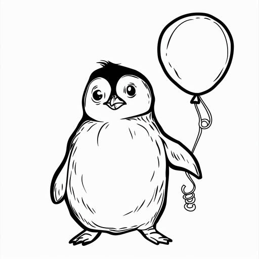 Penguin with a balloon for coloring