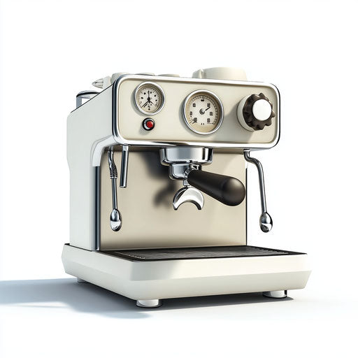 3D Coffee Machine with a flat white background
