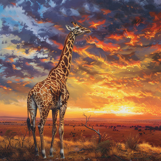 Majestic giraffe surveying savanna at sunset