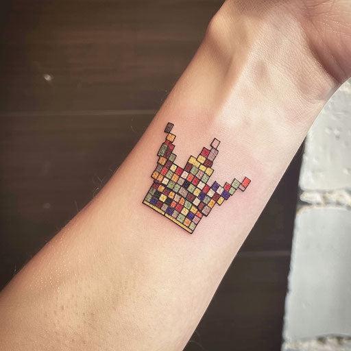 King crown in pixel art on white background