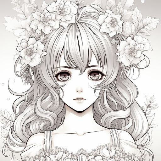 Anime girl coloring page for kids, free printable pages