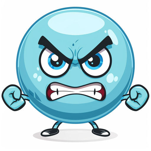 Angry emoji in light blue and white with white background