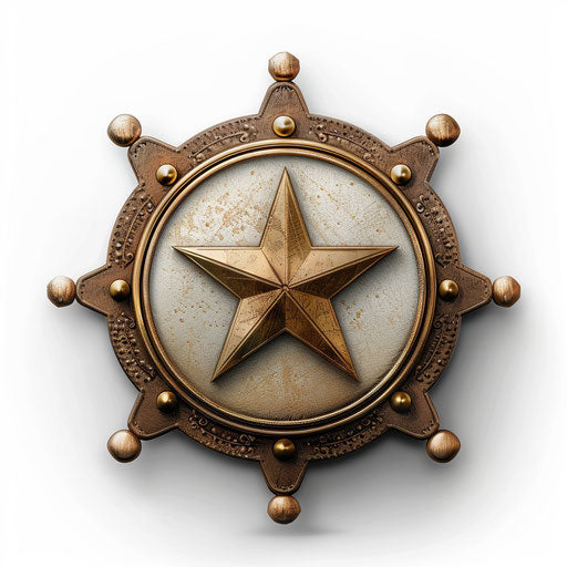 Sheriff badge in realistic style with dynamic shadows