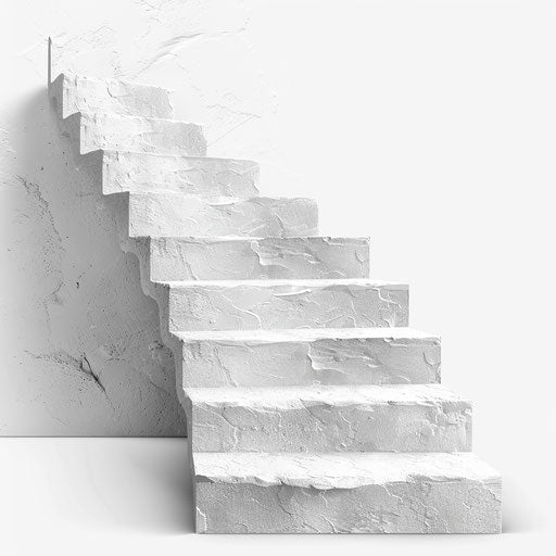 Realistic stairs clipart on white background, delicate textures