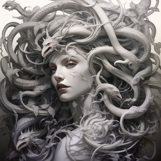 Woman with serpents around her head