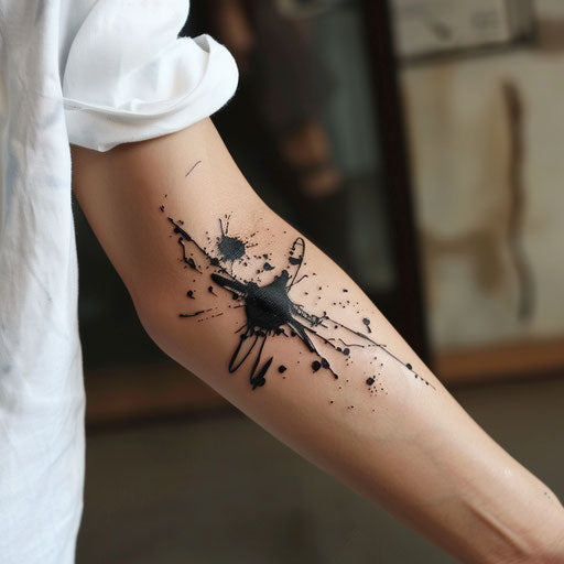 Abstract, minimal ink splatter tattoo design