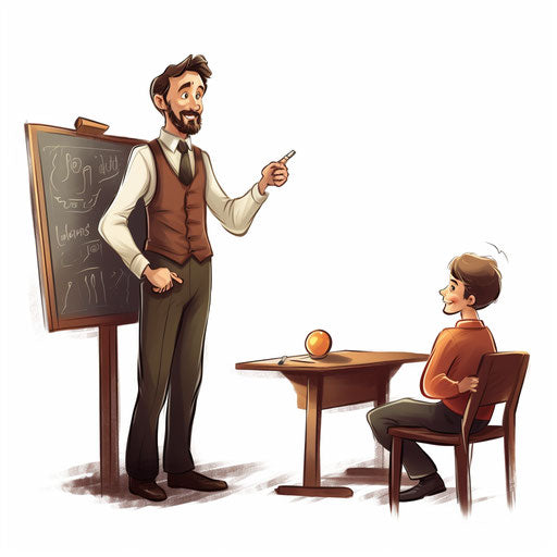 Teacher teaching clipart in the style of Chiaroscuro Art