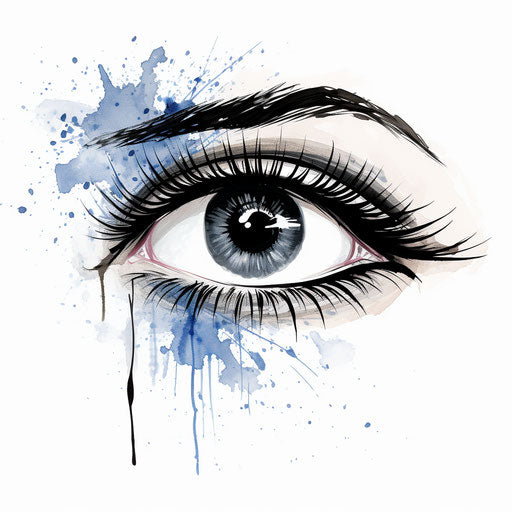 Eyelash illustration in the style of oil painting, on white background