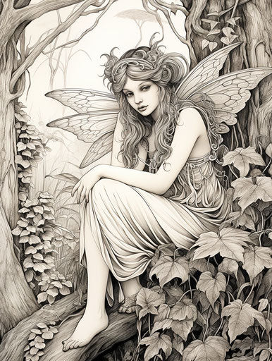 Forest fairy coloring page inspired by Stephanie Rew