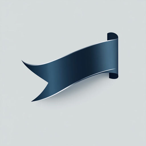 Creative banner logo with modern stylized pennant in dark blue and silver