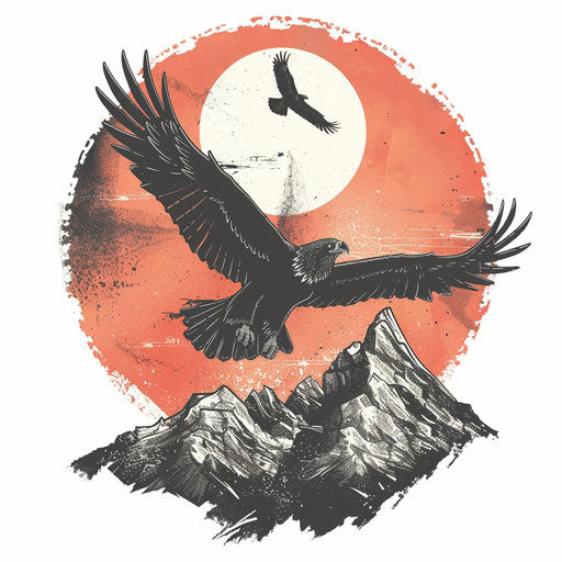 Eagle Soaring Over Mountains, Symbolizing Freedom