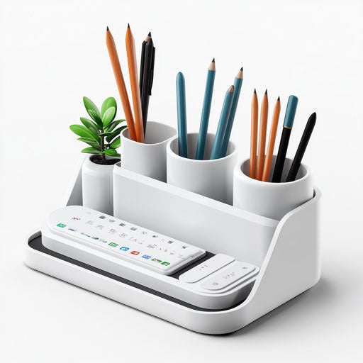 3D Desk Organizer on flat white background, isolated clipart