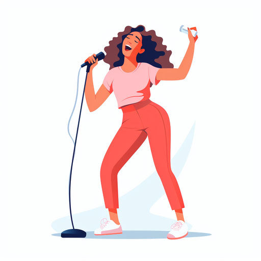 Karaoke clipart in minimalist style, on white background