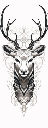 Deer in tribal abstraction style, strong facial expression