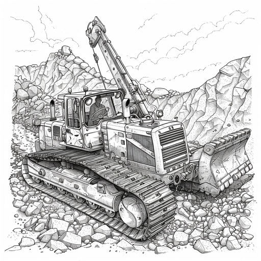 Bulldozer at mining site pushing dirt