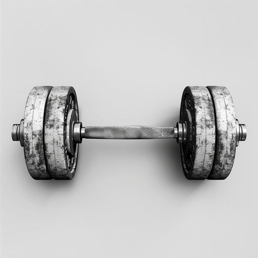 Realistic barbell illustration on flat white background