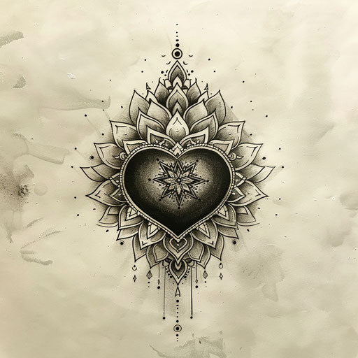 Black heart with intricate mandala design