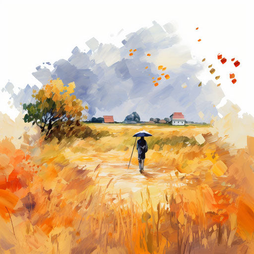 September clipart in the style of Impressionistic Art, on white background