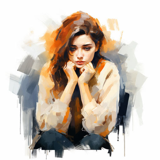 Sad clipart in the style of Impressionistic Art