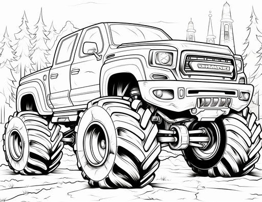 Monster truck coloring for kids, graffiti style, konica auto s3 31:24