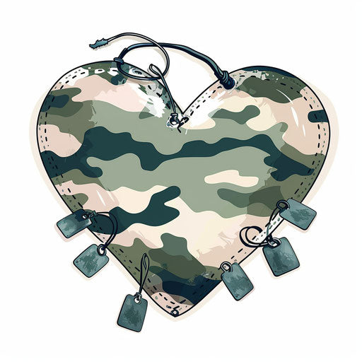 Camouflage pattern heart with dog tags design