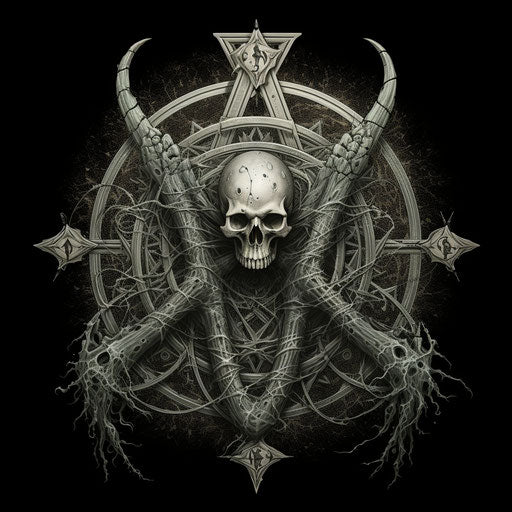 Pagan pentagram in metalcore style, detailed compositions