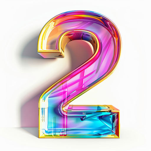 Number 2 clipart in realistic style on white background
