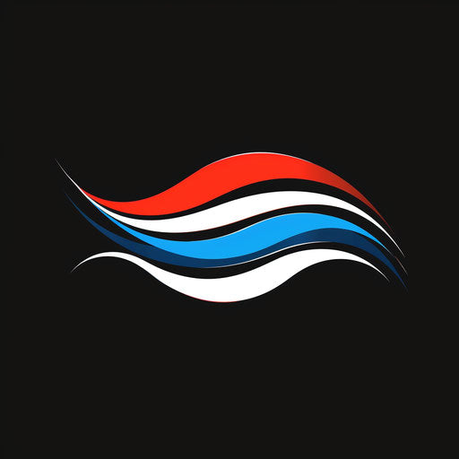 Top logo design featuring dynamic lines and bold typography, in red, white, and blue colors