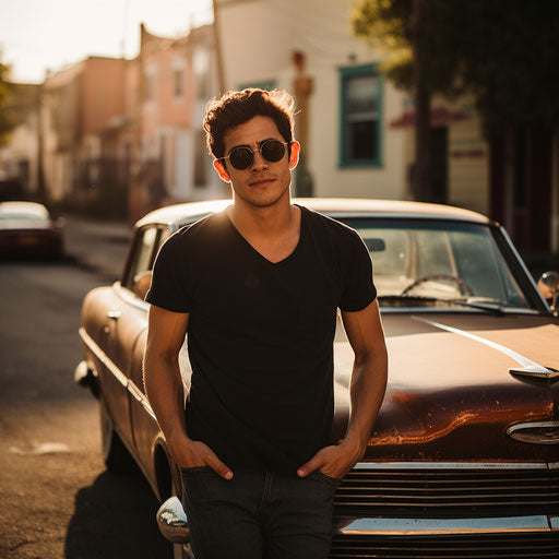 Morning Chill in Street with Vintage Car