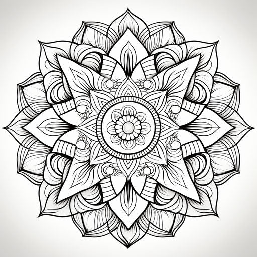 Mandala coloring pages for men, precisionist style