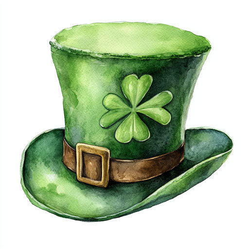 Watercolor St. Patrick's Day hat on white background