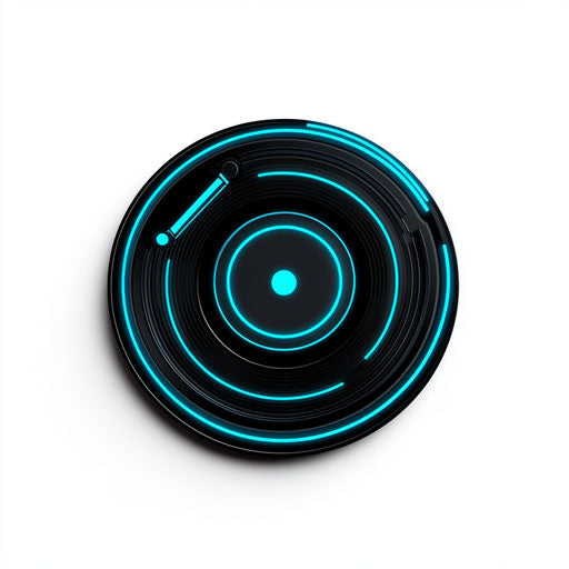 Inspiring DJ logo with stylized vinyl record icon