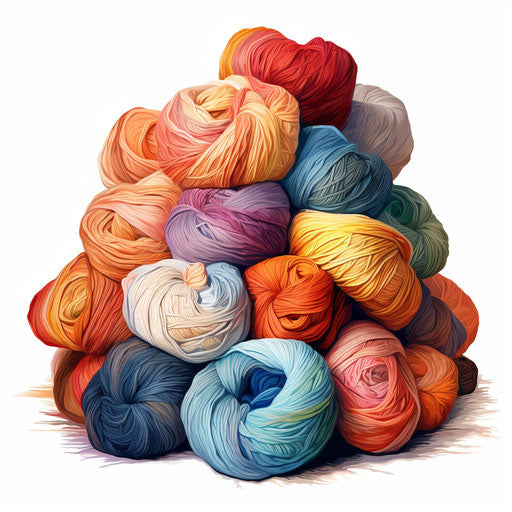 Yarn clipart in the style of Oil painting, on a white background