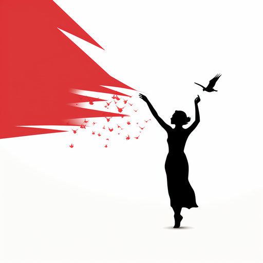 Minimalist illustration of freedom on white background