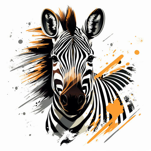 Zebra artwork in the style of Chiaroscuro Art, on white background