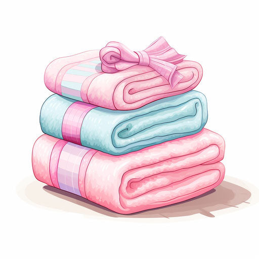 Towel in Pastel Colors Art style, on a white background
