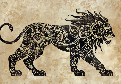 The zodiac sign lion with a person on it in the style of feminine sticker art