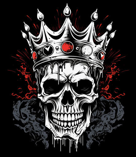 Black and white rock and roll king logo, skeletal style