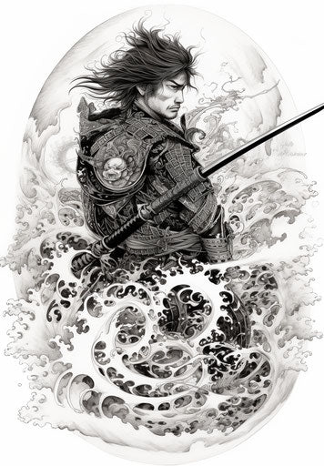 Free Japanese swordsman tattoo