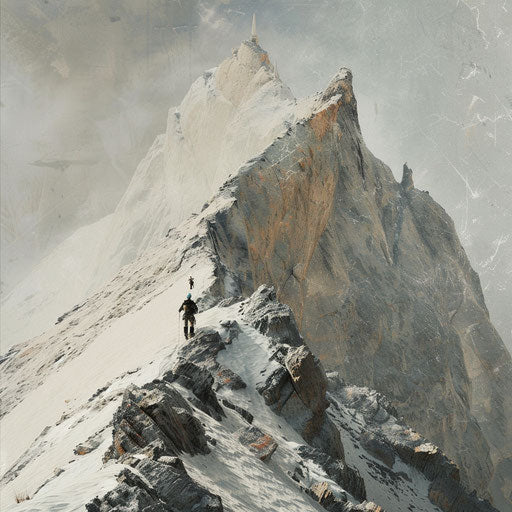 Rugged mountain trail with climbers