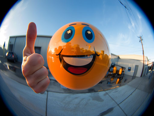 Emotic character giving a thumbs up