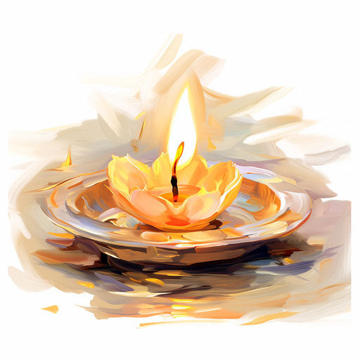 Diya clipart in Impressionistic Art style, on white background
