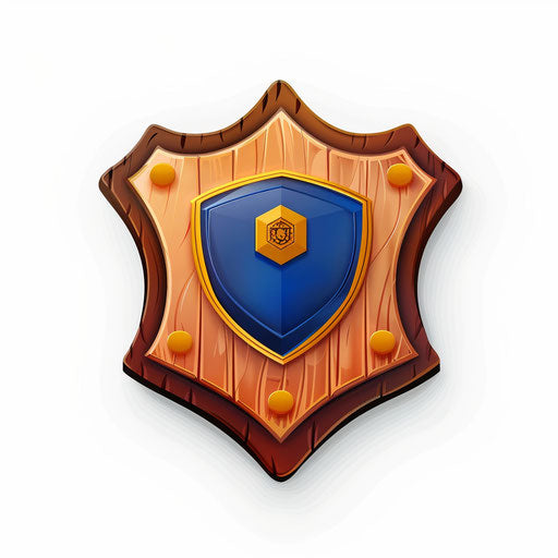 Realistic police badge on flat, white background, modern design with vibrant colors