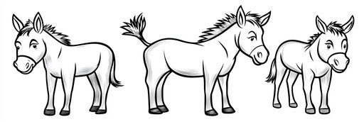 Very simple donkey coloring book page 3:1