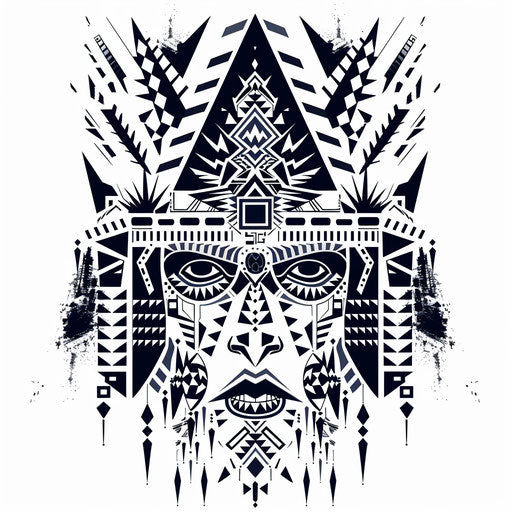 Geometric Aztec warrior tattoo pattern
