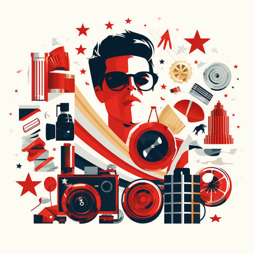 Minimalist film clipart on white background